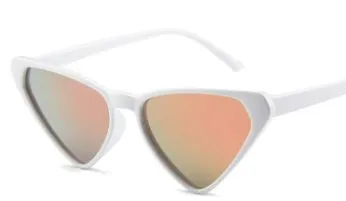 POLLY Rings S354 White Frame Reflective Lens Triangle Sunglasses