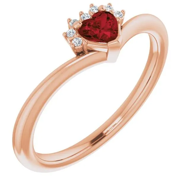 Rings FIRE BRILLIANCE Heart Gemstone LabGrown Diamond Accent Ring