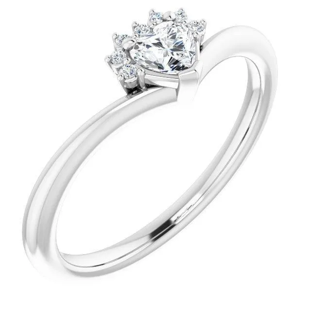 Rings FIRE BRILLIANCE Heart Gemstone LabGrown Diamond Accent Ring