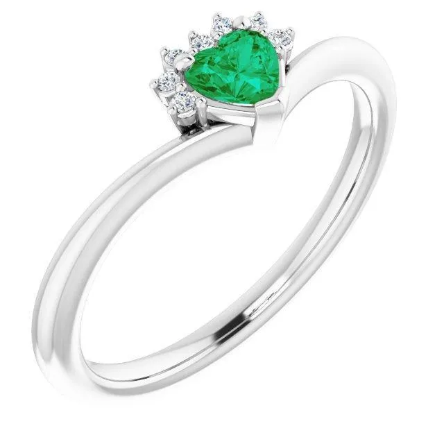 Rings FIRE BRILLIANCE Heart Gemstone LabGrown Diamond Accent Ring