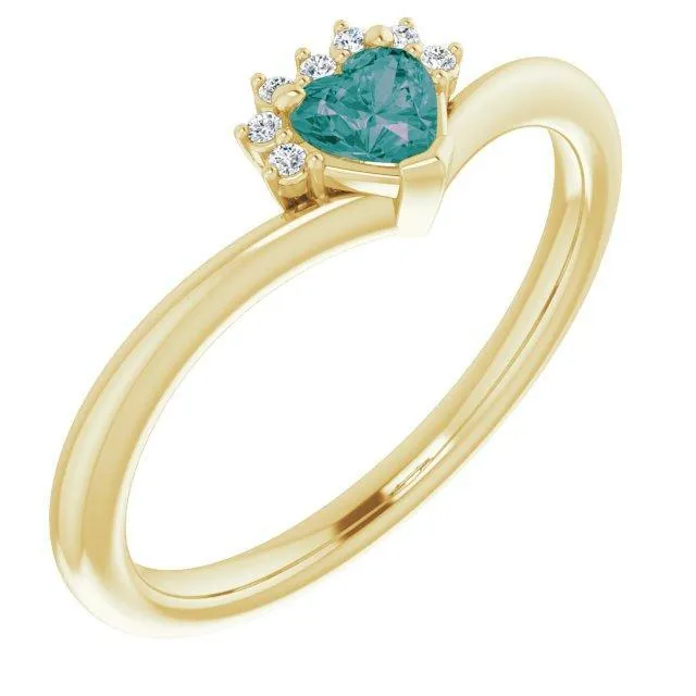 Rings FIRE BRILLIANCE Heart Gemstone LabGrown Diamond Accent Ring