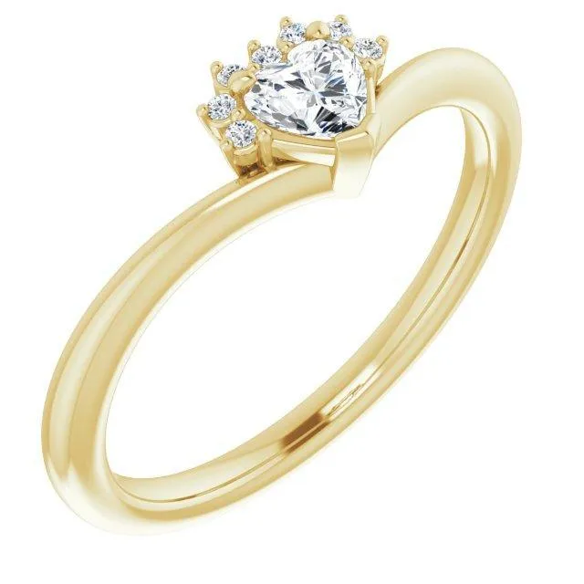 Rings FIRE BRILLIANCE Heart Gemstone LabGrown Diamond Accent Ring