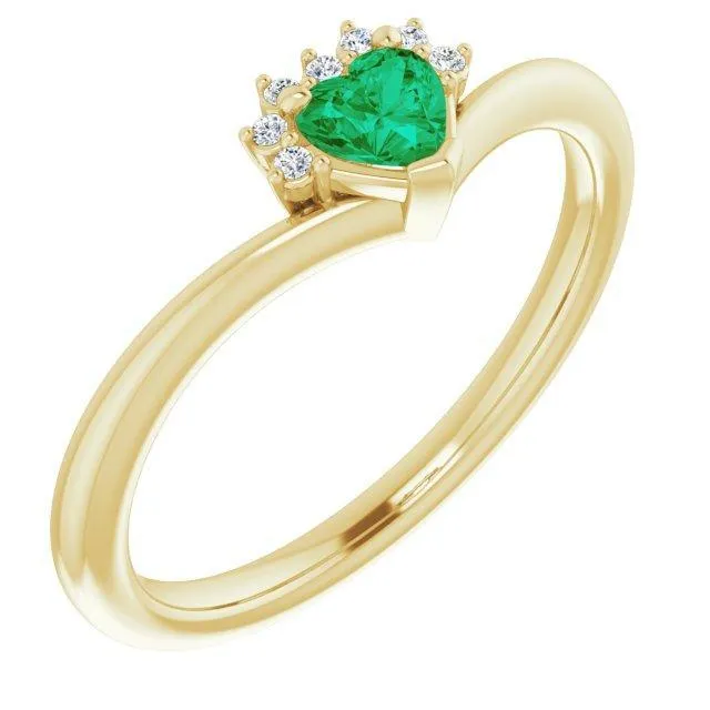 Rings FIRE BRILLIANCE Heart Gemstone LabGrown Diamond Accent Ring