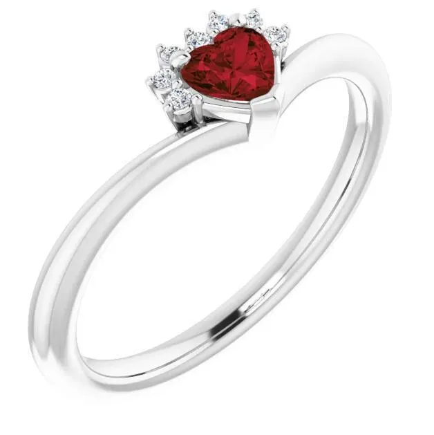 Rings FIRE BRILLIANCE Heart Gemstone LabGrown Diamond Accent Ring