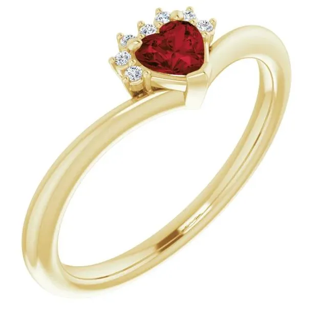 Rings FIRE BRILLIANCE Heart Gemstone LabGrown Diamond Accent Ring