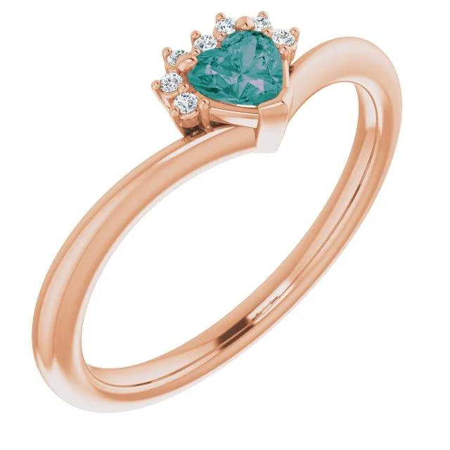 Rings FIRE BRILLIANCE Heart Gemstone LabGrown Diamond Accent Ring
