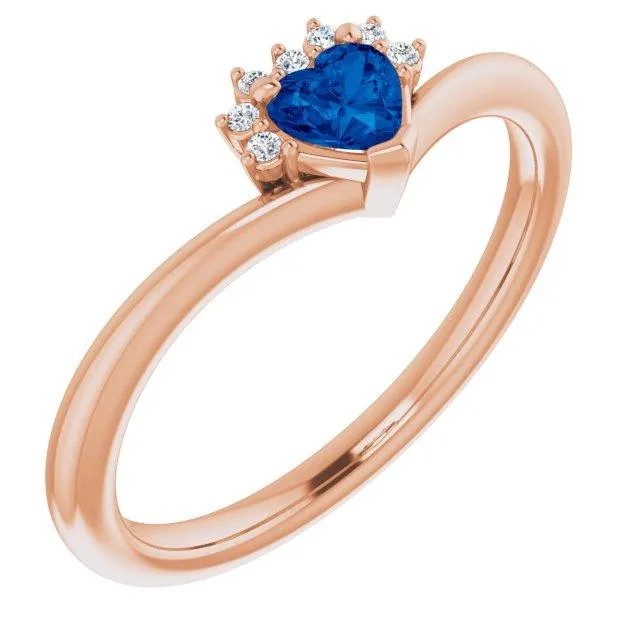 Rings FIRE BRILLIANCE Heart Gemstone LabGrown Diamond Accent Ring