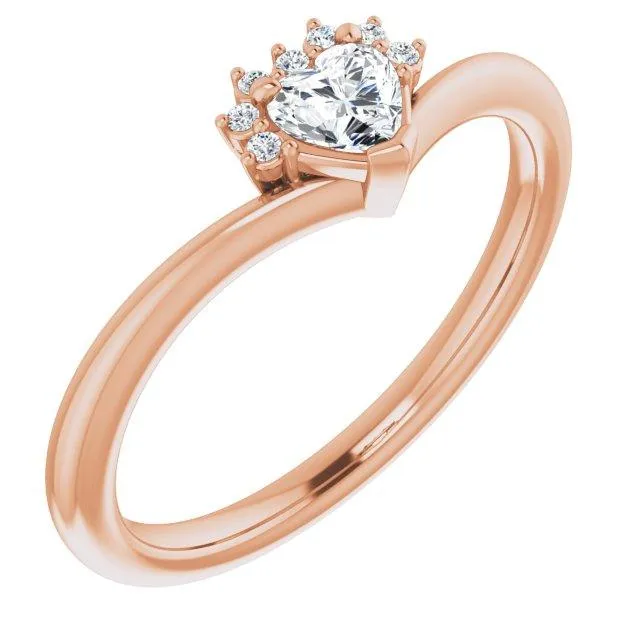 Rings FIRE BRILLIANCE Heart Gemstone LabGrown Diamond Accent Ring
