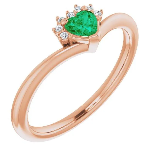Rings FIRE BRILLIANCE Heart Gemstone LabGrown Diamond Accent Ring