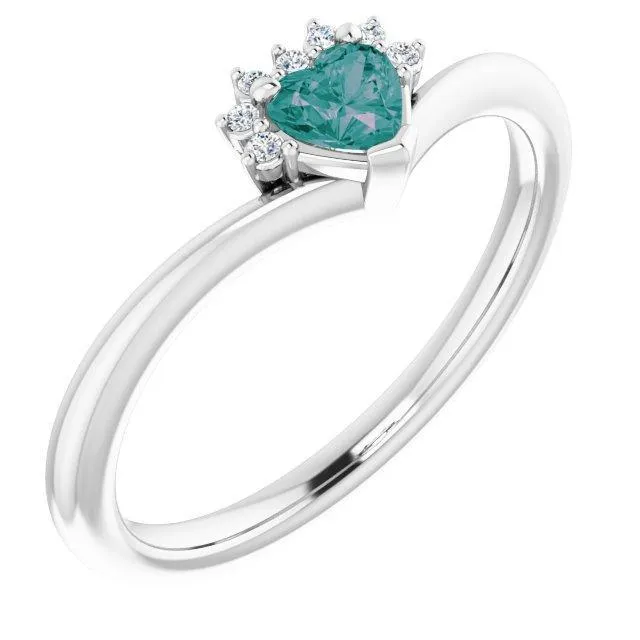 Rings FIRE BRILLIANCE Heart Gemstone LabGrown Diamond Accent Ring