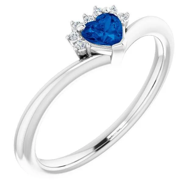 Rings FIRE BRILLIANCE Heart Gemstone LabGrown Diamond Accent Ring