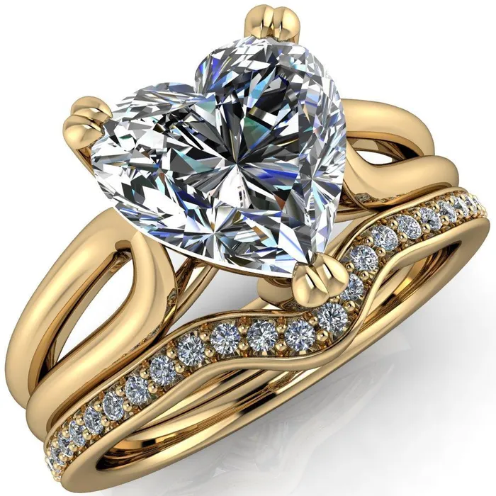 Rings Fire Brilliance Martha Heart Moissanite 3 Prong Split Shank Engagement Ring Rings Fire Brilliance Martha Heart Moissanite 3 Prong Split Shank Engagement Ring