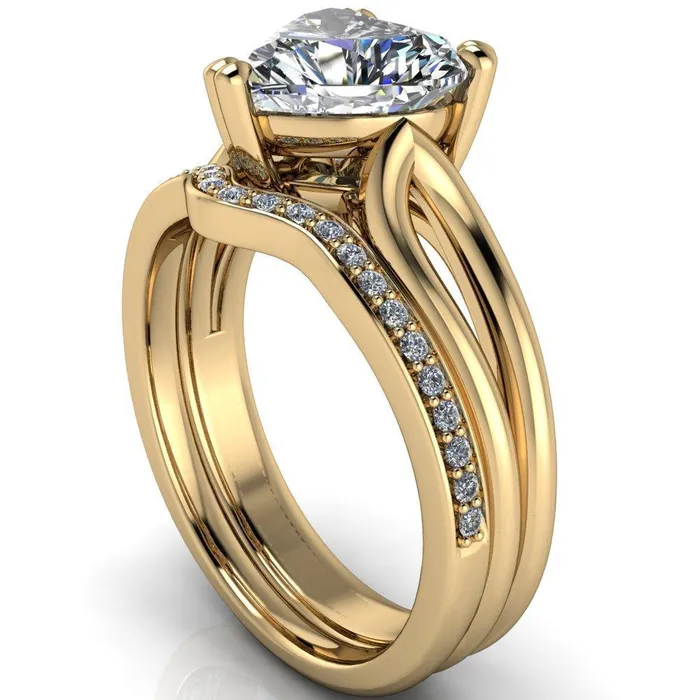 Rings Fire Brilliance Martha Heart Moissanite 3 Prong Split Shank Engagement Ring