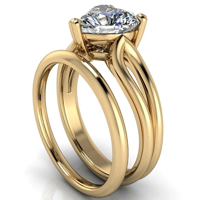 Rings Fire Brilliance Martha Heart Moissanite 3 Prong Split Shank Engagement Ring