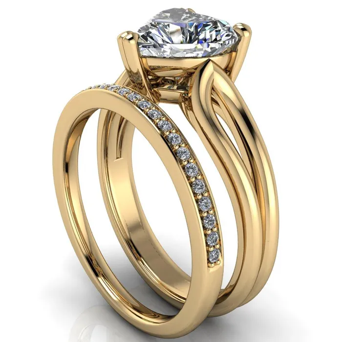 Rings Fire Brilliance Martha Heart Moissanite 3 Prong Split Shank Engagement Ring