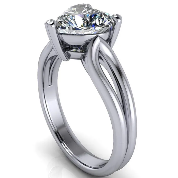 Rings Fire Brilliance Martha Heart Moissanite 3 Prong Split Shank Engagement Ring