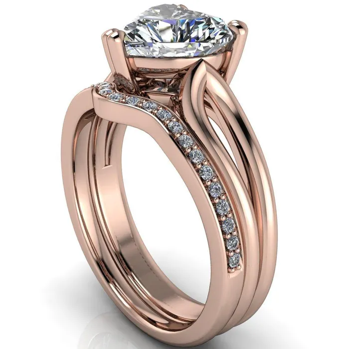Rings Fire Brilliance Martha Heart Moissanite 3 Prong Split Shank Engagement Ring