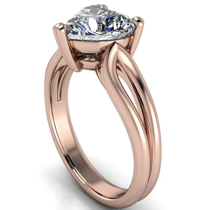 Rings Fire Brilliance Martha Heart Moissanite 3 Prong Split Shank Engagement Ring