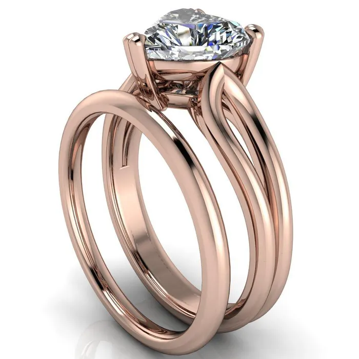 Rings Fire Brilliance Martha Heart Moissanite 3 Prong Split Shank Engagement Ring