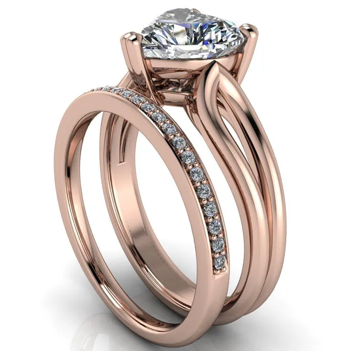 Rings Fire Brilliance Martha Heart Moissanite 3 Prong Split Shank Engagement Ring