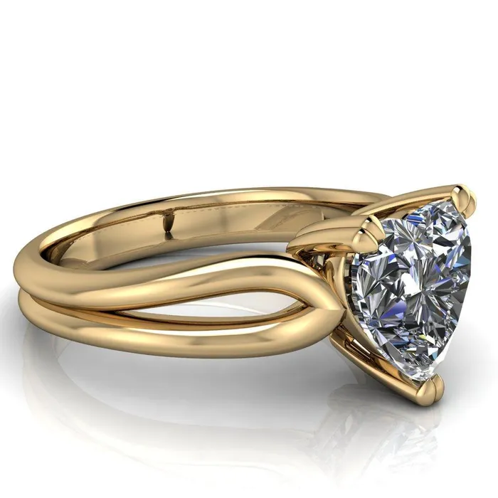 Rings Fire Brilliance Martha Heart Moissanite 3 Prong Split Shank Engagement Ring