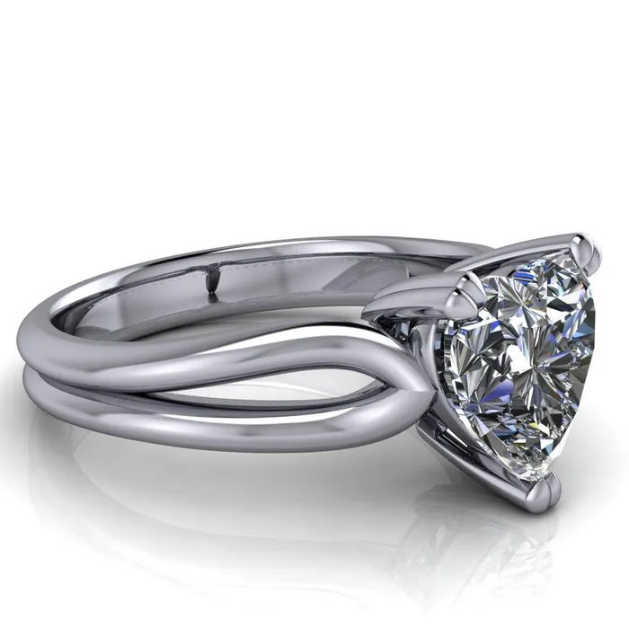 Rings Fire Brilliance Martha Heart Moissanite 3 Prong Split Shank Engagement Ring