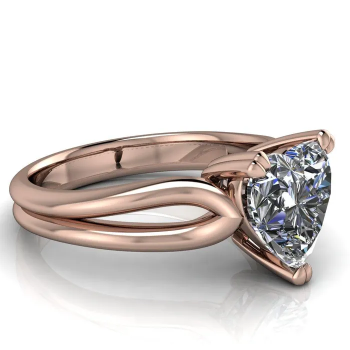 Rings Fire Brilliance Martha Heart Moissanite 3 Prong Split Shank Engagement Ring