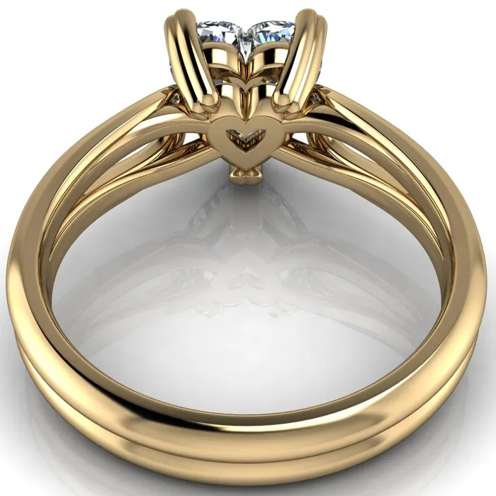 Rings Fire Brilliance Martha Heart Moissanite 3 Prong Split Shank Engagement Ring