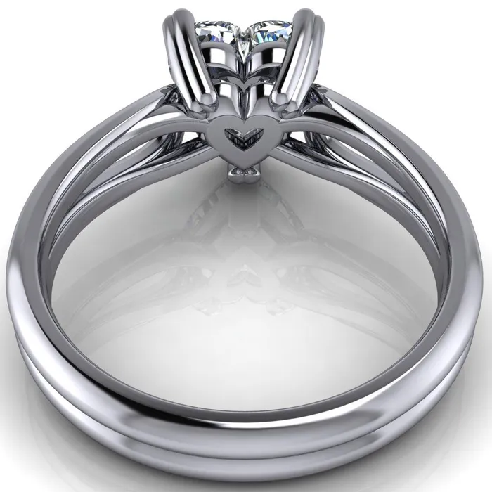 Rings Fire Brilliance Martha Heart Moissanite 3 Prong Split Shank Engagement Ring