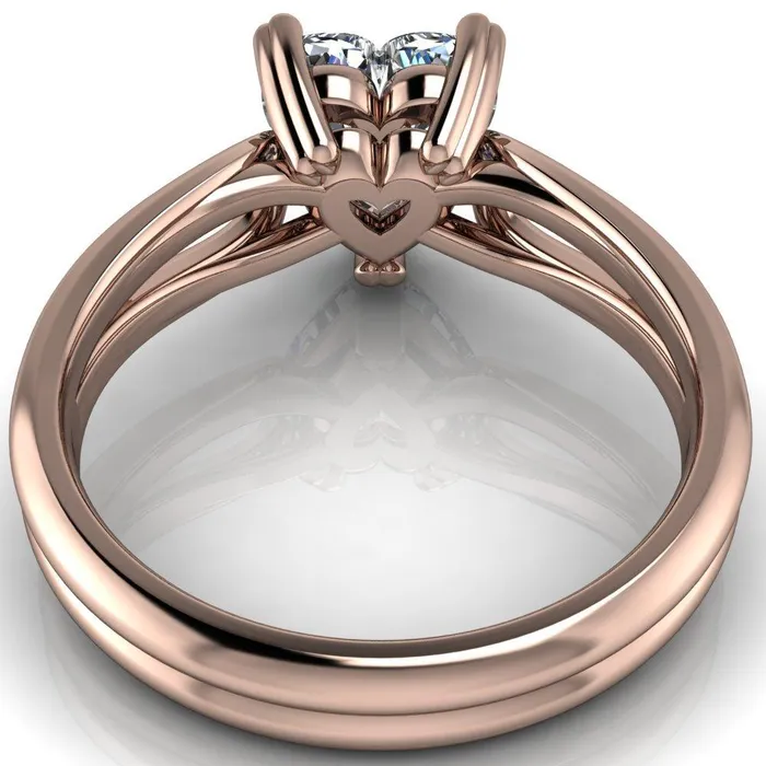 Rings Fire Brilliance Martha Heart Moissanite 3 Prong Split Shank Engagement Ring
