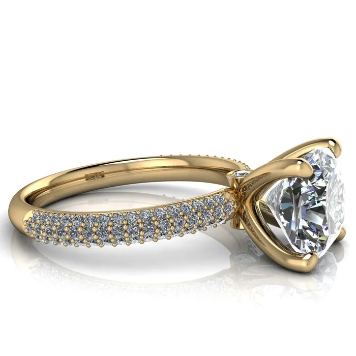 Rings Fire Brilliance Moreaux Cushion Center Stone 4 Prong HalfRound Shank Engagement Ring