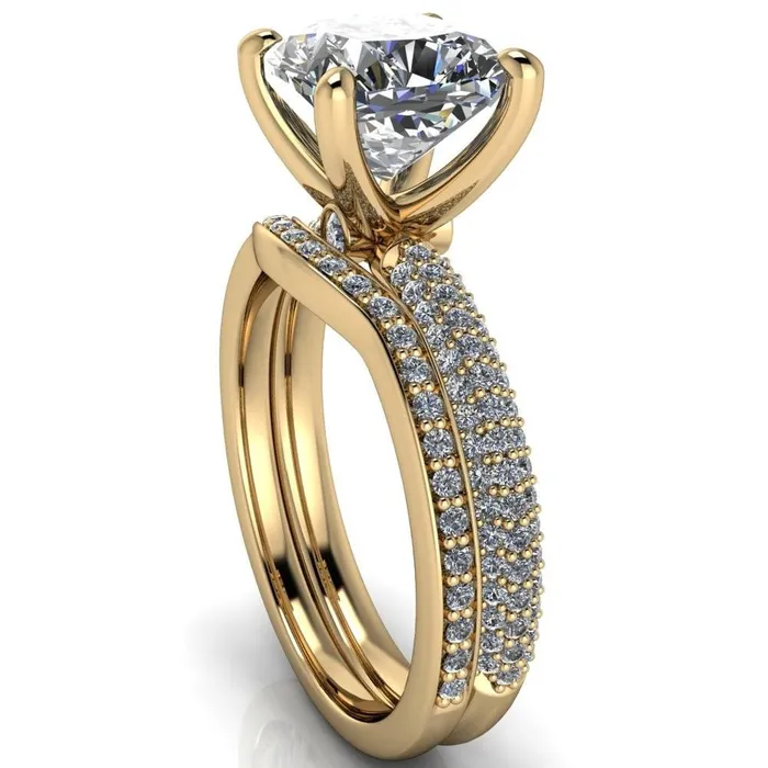 Rings Fire Brilliance Moreaux Cushion Center Stone 4 Prong HalfRound Shank Engagement Ring