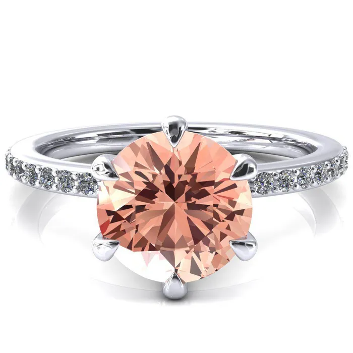 Rings Fire Brilliance Nora Round Champagne Sapphire Solitaire 6 Prong Ring Rings Fire Brilliance Nora Round Champagne Sapphire Solitaire 6 Prong Ring