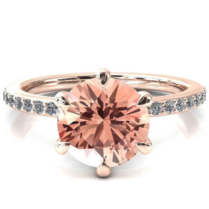 Rings Fire Brilliance Nora Round Champagne Sapphire Solitaire 6 Prong Ring