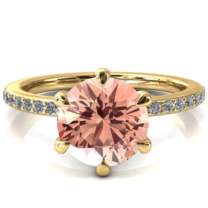 Rings Fire Brilliance Nora Round Champagne Sapphire Solitaire 6 Prong Ring
