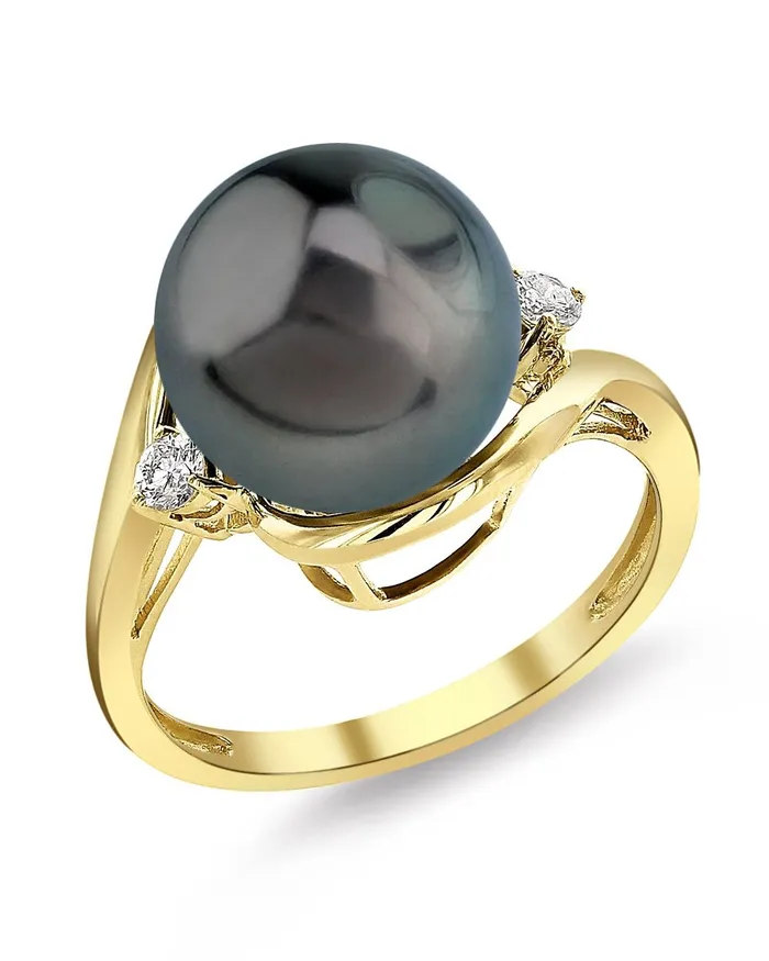 Rings spt Black Tahitian Pearl Diamond Sorbet Cocktail Ring
