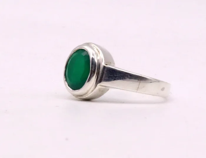 Rings TRIBAL ORNAMENTS 925 sterling silver handmade green onyx stone unisex ring fabulous band from rajasthan india