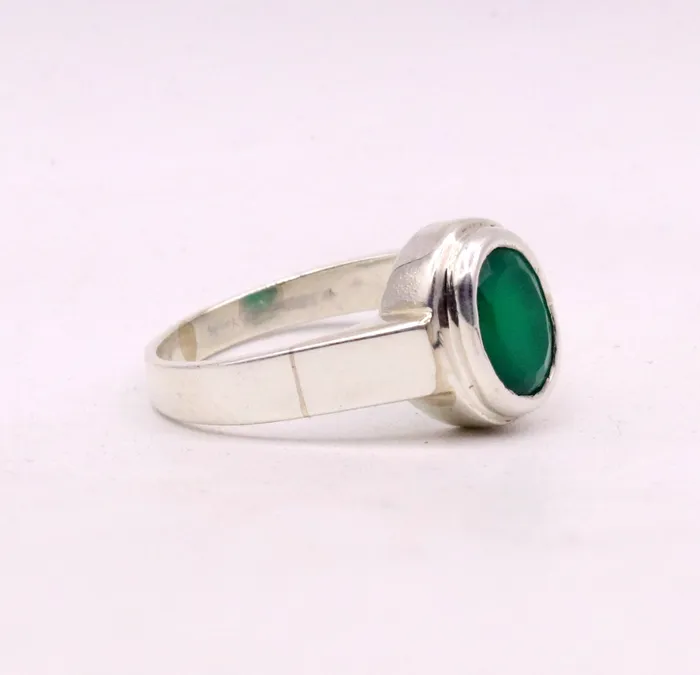 Rings TRIBAL ORNAMENTS 925 sterling silver handmade green onyx stone unisex ring fabulous band from rajasthan india
