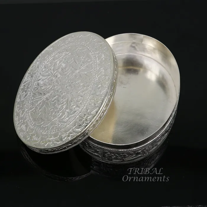 Rings TRIBALORNAMENT 925 silver handmade trinket box brides powder box or dry fruit box pills candy box luxury gifting ideas or unique collection stb408