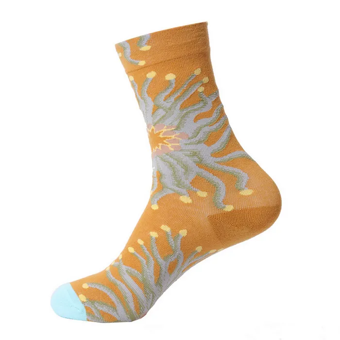 SF1197 Golden Yellow Sun Design Crew Socks POLLY Necklaces