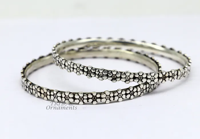 TRIBAL ORNAMENTS Bracelets Vintage design floral style 925 sterling silver bangles bracelet fancy stylish gorgeous kangan tribal belly dance jewelry nba345 TRIBAL ORNAMENTS Bracelets Vintage design floral style 925 sterling silver bangles bracelet fancy stylish gorgeous kangan tribal belly dance jewelry nba345