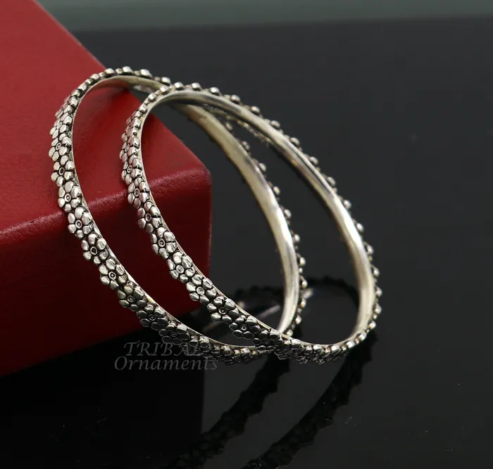 TRIBAL ORNAMENTS Bracelets Vintage design floral style 925 sterling silver bangles bracelet fancy stylish gorgeous kangan tribal belly dance jewelry nba345 TRIBAL ORNAMENTS Bracelets Vintage design floral style 925 sterling silver bangles bracelet fancy stylish gorgeous kangan tribal belly dance jewelry nba345