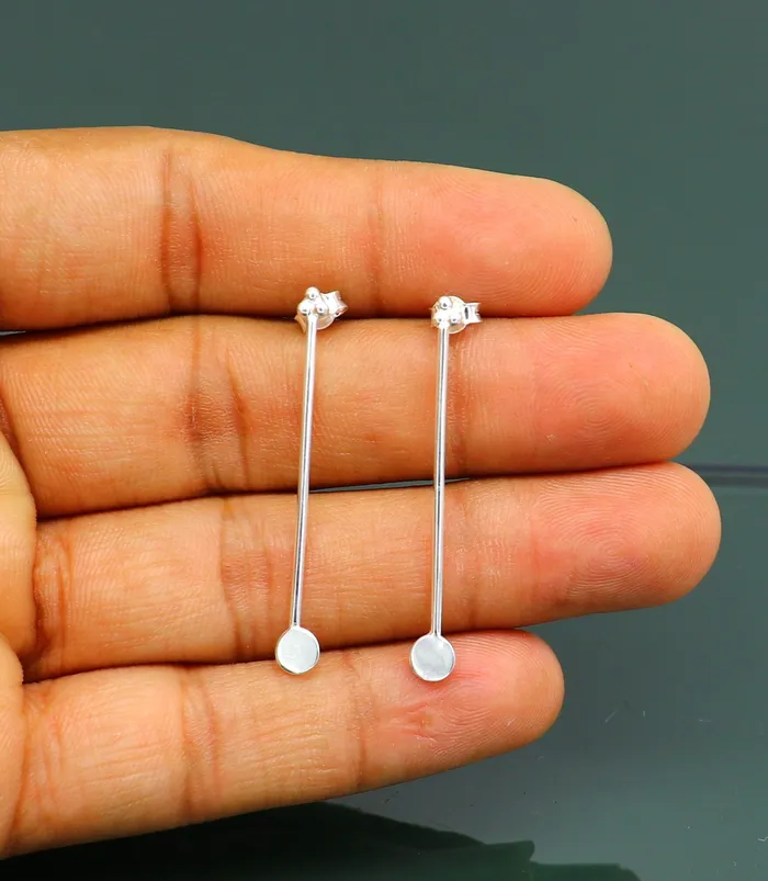 TRIBAL ORNAMENTS Earrings 4 cm long pure 925 sterling silver stud earring fabulous daily use stud new fancy jewelry India best gifting light weight stud ear702 TRIBAL ORNAMENTS Earrings 4 cm long pure 925 sterling silver stud earring fabulous daily use stud new fancy jewelry India best gifting light weight stud ear702