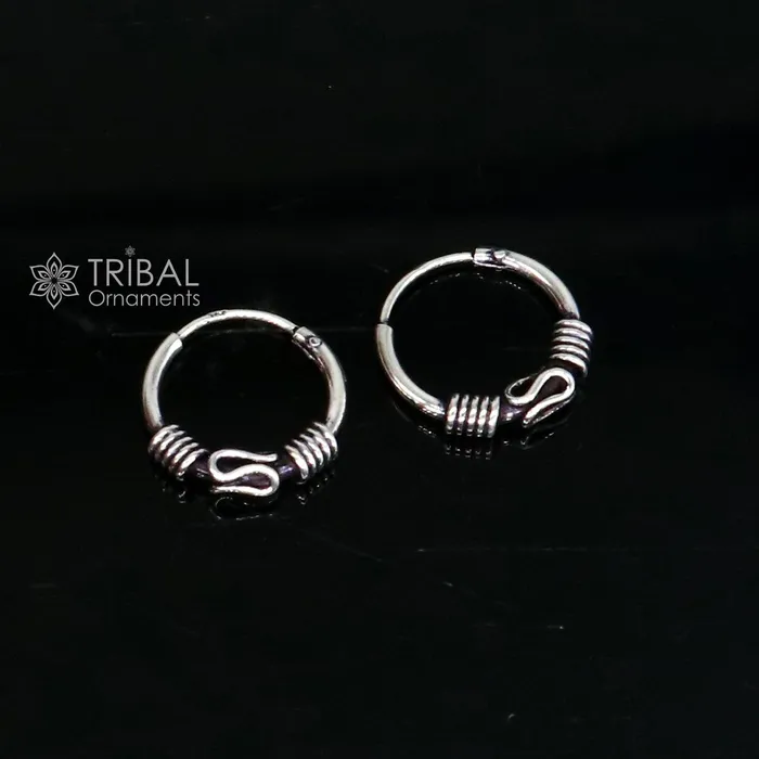 TRIBAL ORNAMENTS Earrings Amazing Cultural new fancy stylish small 925 sterling silver handmade hoops earrings bali pretty gifting bali tribal jewelry india s1217 TRIBAL ORNAMENTS Earrings Amazing Cultural new fancy stylish small 925 sterling silver handmade hoops earrings bali pretty gifting bali tribal jewelry india s1217