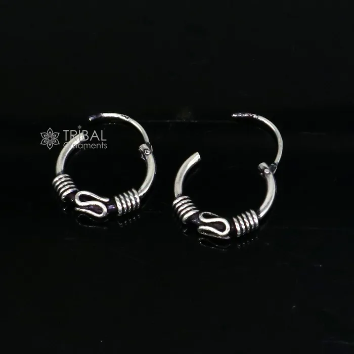 TRIBAL ORNAMENTS Earrings Amazing Cultural new fancy stylish small 925 sterling silver handmade hoops earrings bali pretty gifting bali tribal jewelry india s1217 TRIBAL ORNAMENTS Earrings Amazing Cultural new fancy stylish small 925 sterling silver handmade hoops earrings bali pretty gifting bali tribal jewelry india s1217