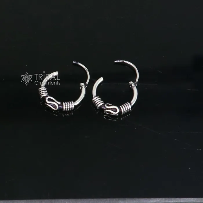 TRIBAL ORNAMENTS Earrings Amazing Cultural new fancy stylish small 925 sterling silver handmade hoops earrings bali pretty gifting bali tribal jewelry india s1217 TRIBAL ORNAMENTS Earrings Amazing Cultural new fancy stylish small 925 sterling silver handmade hoops earrings bali pretty gifting bali tribal jewelry india s1217