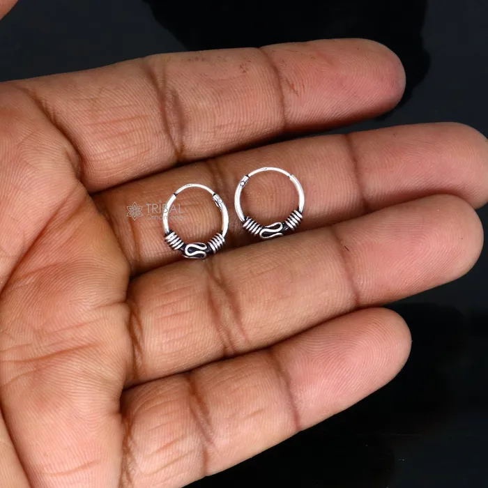 TRIBAL ORNAMENTS Earrings Amazing Cultural new fancy stylish small 925 sterling silver handmade hoops earrings bali pretty gifting bali tribal jewelry india s1217 TRIBAL ORNAMENTS Earrings Amazing Cultural new fancy stylish small 925 sterling silver handmade hoops earrings bali pretty gifting bali tribal jewelry india s1217