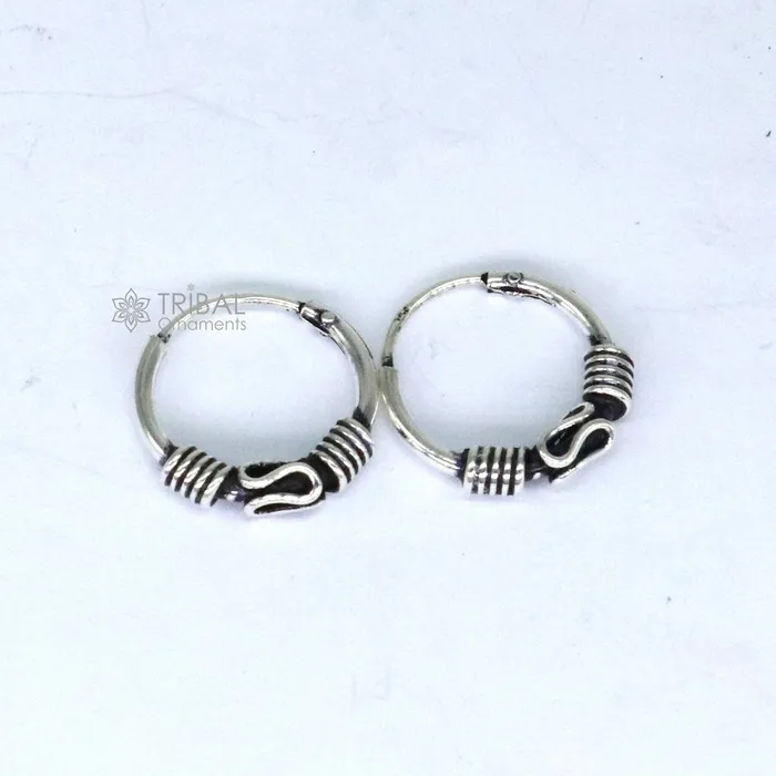 TRIBAL ORNAMENTS Earrings Amazing Cultural new fancy stylish small 925 sterling silver handmade hoops earrings bali pretty gifting bali tribal jewelry india s1217 TRIBAL ORNAMENTS Earrings Amazing Cultural new fancy stylish small 925 sterling silver handmade hoops earrings bali pretty gifting bali tribal jewelry india s1217