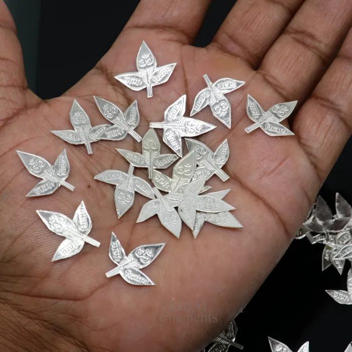 TRIBAL ORNAMENTS Necklaces 2 cm Lord Shiva bel Patra Solid silver handmade solid belva patra shiva worshipping puja article bel tree leaves for puja su723 TRIBAL ORNAMENTS Necklaces 2 cm Lord Shiva bel Patra Solid silver handmade solid belva patra shiva worshipping puja article bel tree leaves for puja su723