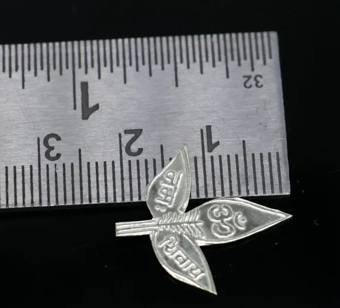 TRIBAL ORNAMENTS Necklaces 2 cm Lord Shiva bel Patra Solid silver handmade solid belva patra shiva worshipping puja article bel tree leaves for puja su723
